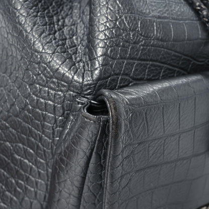 Chanel Metallic Calfskin Crocodile Embossed Large Backpack Silver 11 of 16