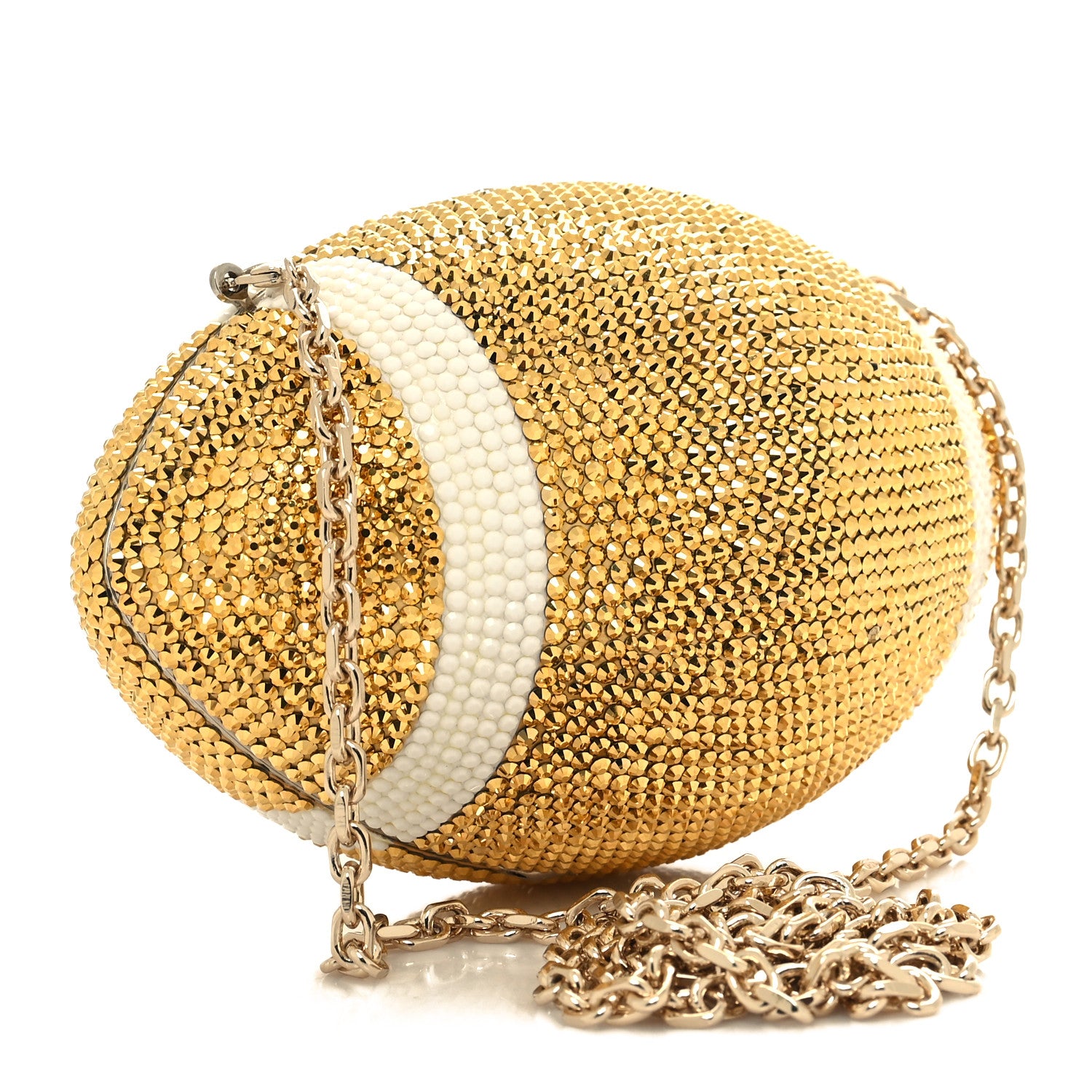 Judith Leiber Crystal Football Minaudiere Clutch Gold 3 of 10