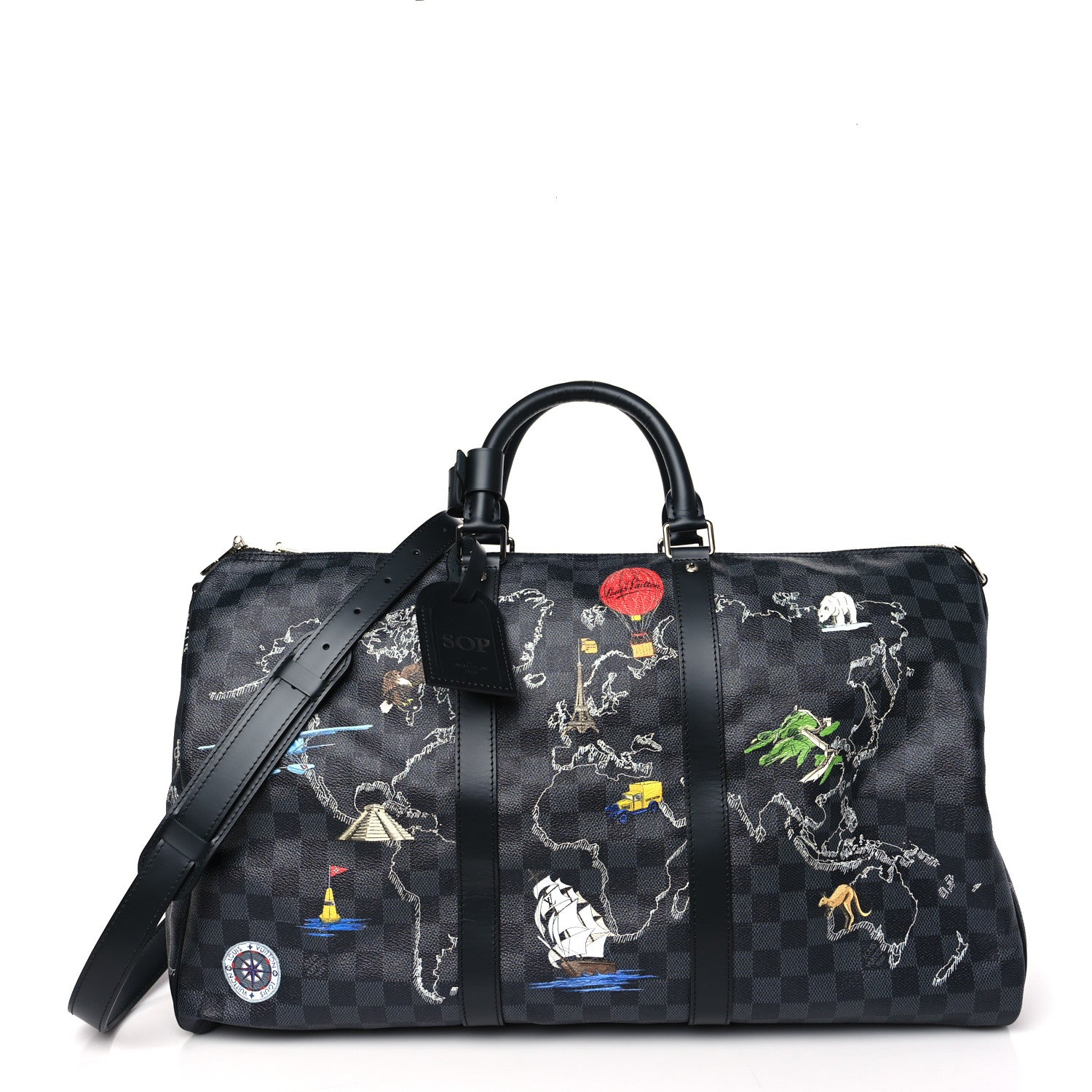 Louis Vuitton Damier Graphite World Map Keepall Bandouliere 50 1 of 10