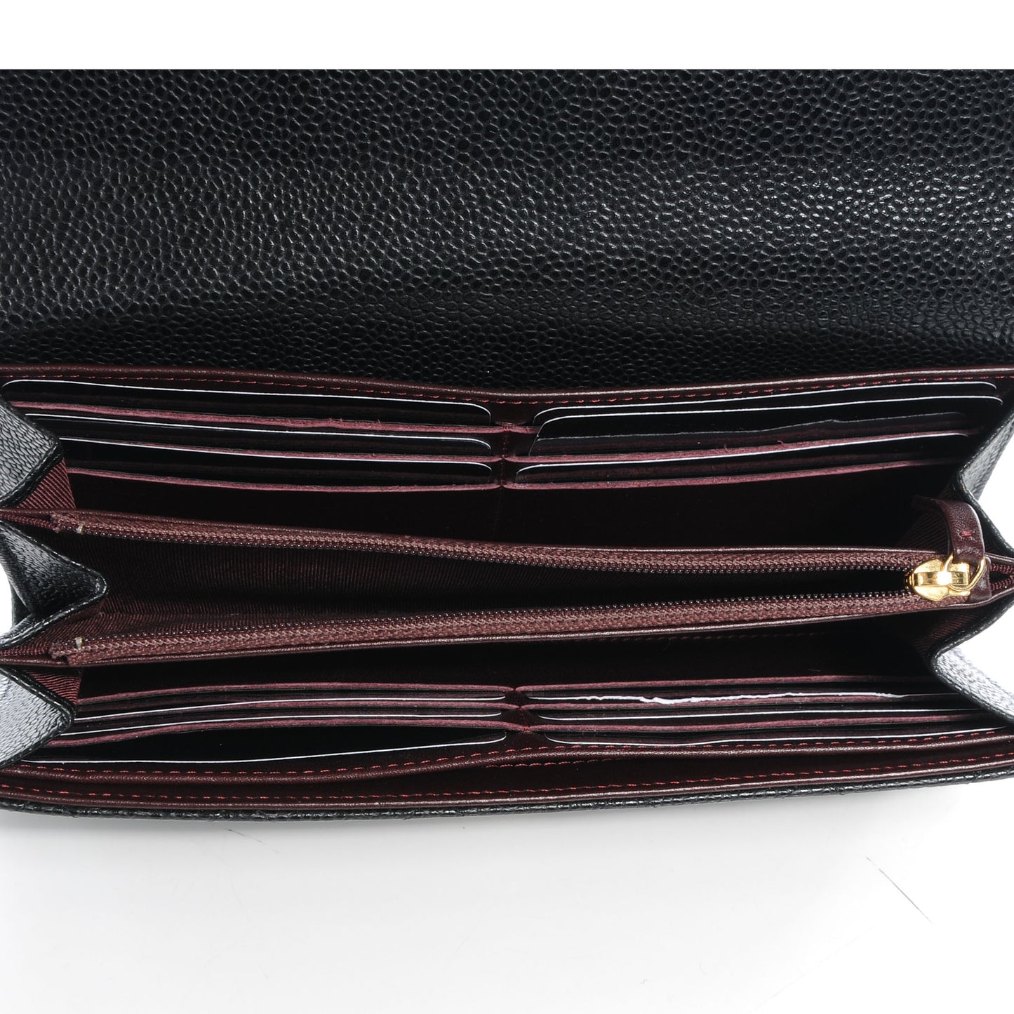 Caviar Large Gusset Flap Wallet Black