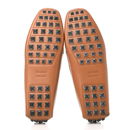 Hermes Supple Calfskin Womens Irving Driving Moccasin Loafers 37 Gold 4 of 4