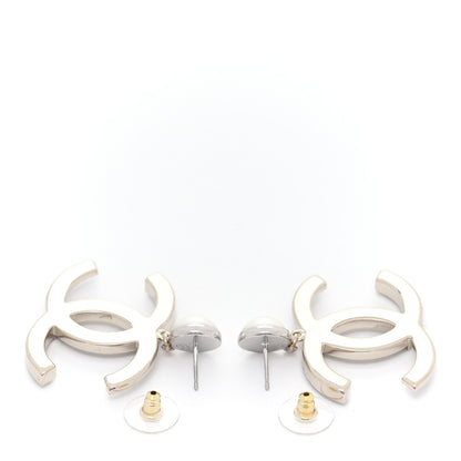 Chanel Crystal Pearl CC Drop Earrings Gold Silver 3 of 5