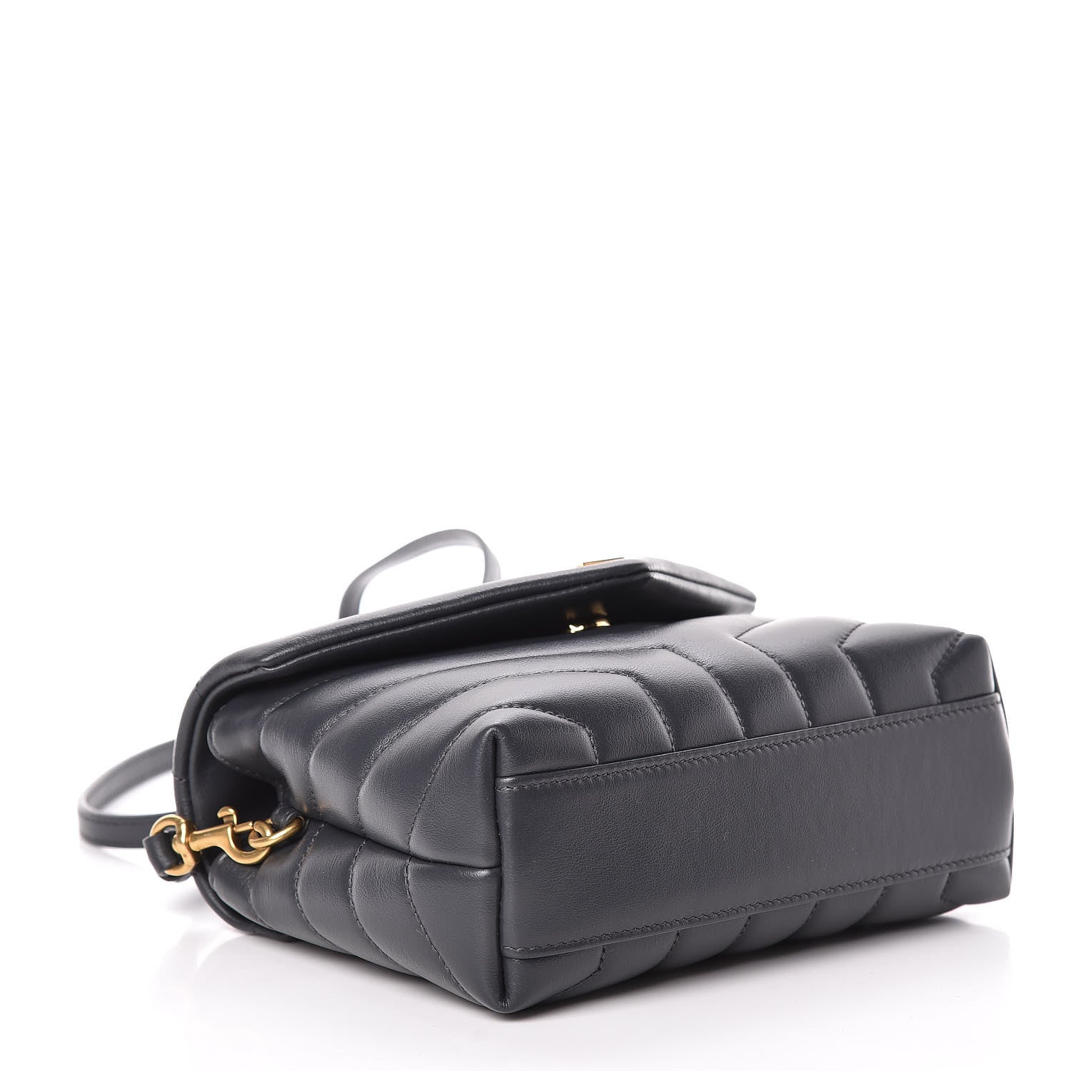 Saint Laurent Calfskin Y Quilted Monogram Toy Loulou Crossbody Bag Asphalt 4 of 12