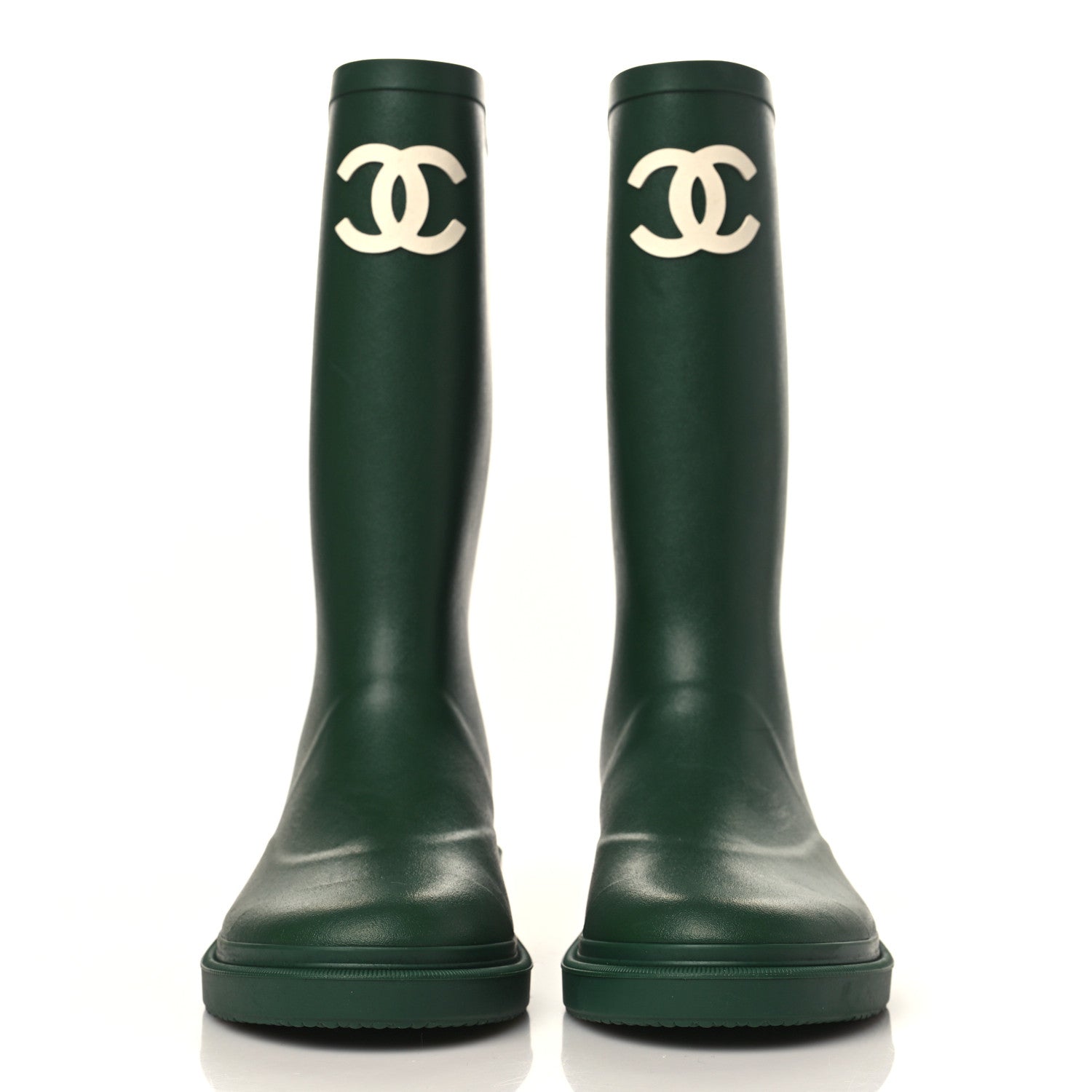 Chanel Caoutchouk CC High Boots 37 Dark Green 2 of 8