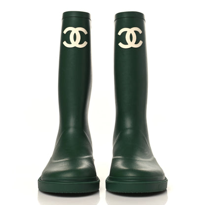 Chanel Caoutchouk CC High Boots 37 Dark Green 2 of 8