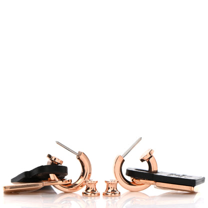 Hermes Rose Gold Swift O'Kelly Earrings Black 3 of 6