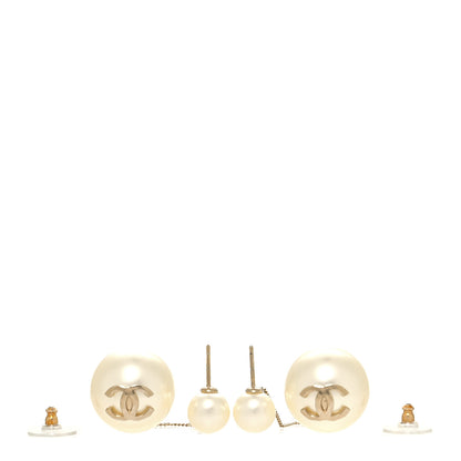 Chanel Pearl CC Chain Drop Earrings Gold 3 of 3