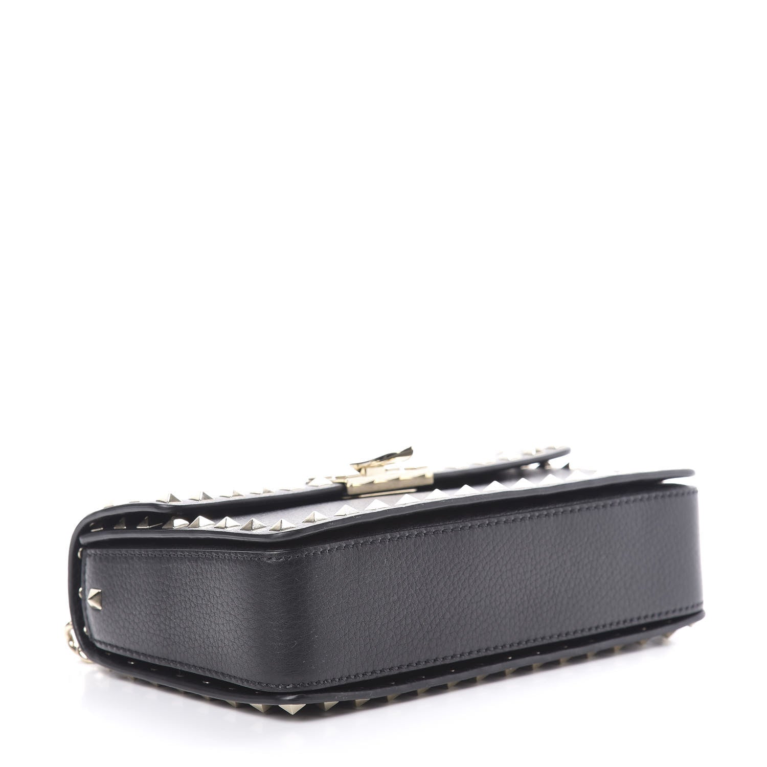 Valentino Garavani Grained Calfskin Medium Rockstud Chain Bag Black 4 of 10