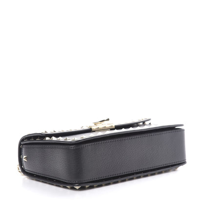 Valentino Garavani Grained Calfskin Medium Rockstud Chain Bag Black 4 of 10