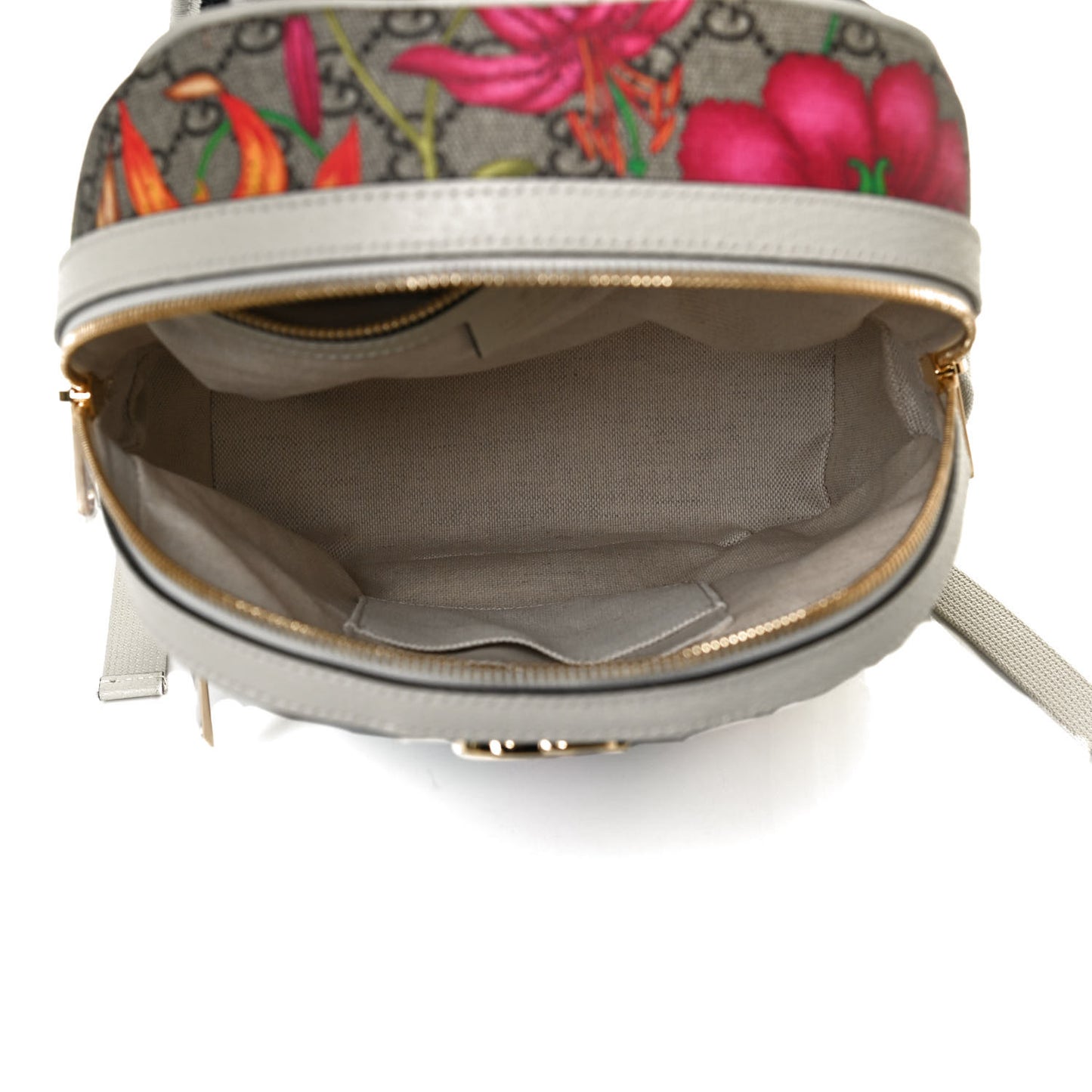 GG Supreme Monogram Flora Web Small Ophidia Day Backpack White