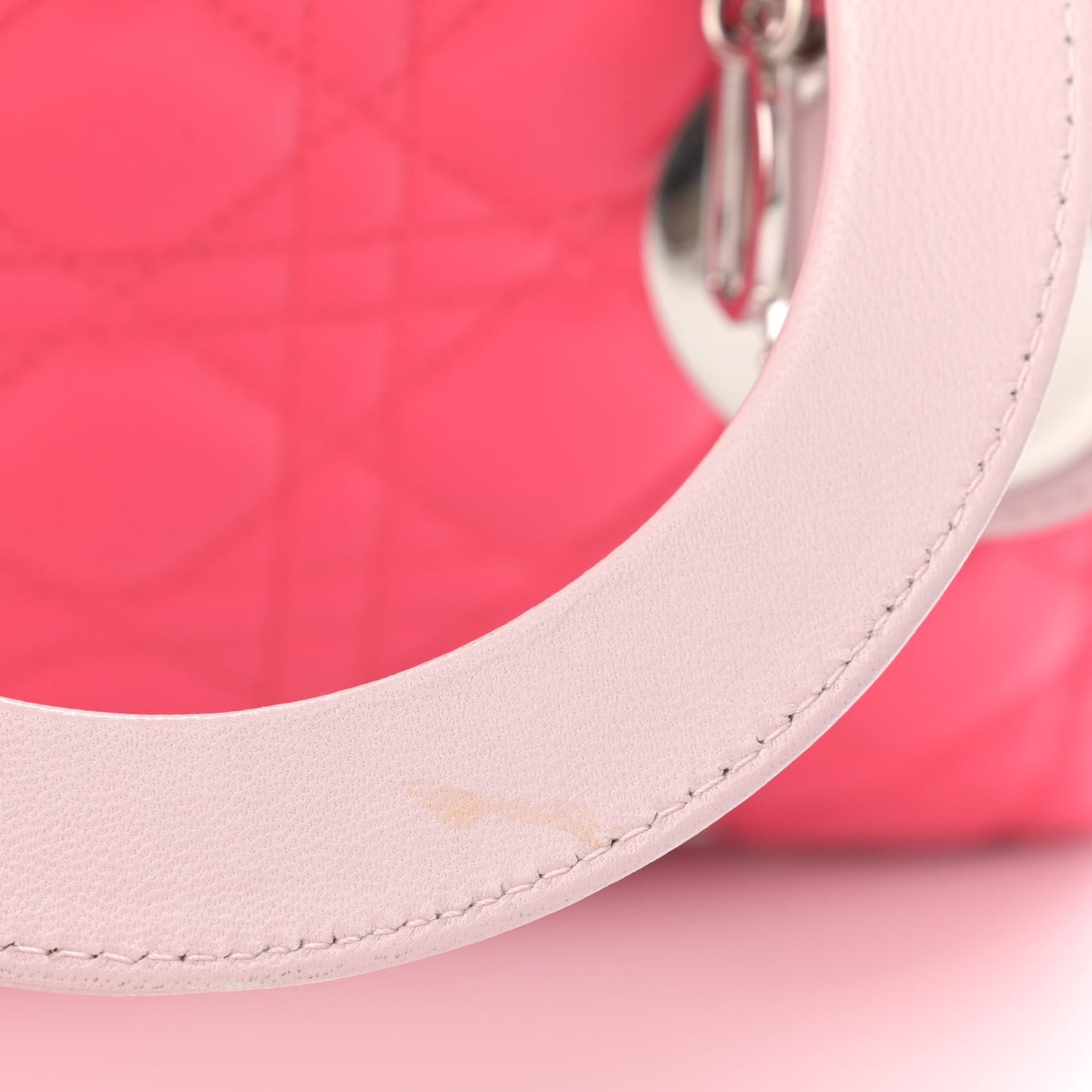Lambskin Cannage Medium Tri-Color Lady Dior Fuchsia