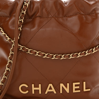 Chanel Shiny Calfskin Quilted Mini Chanel 22 Light Brown 8 of 10