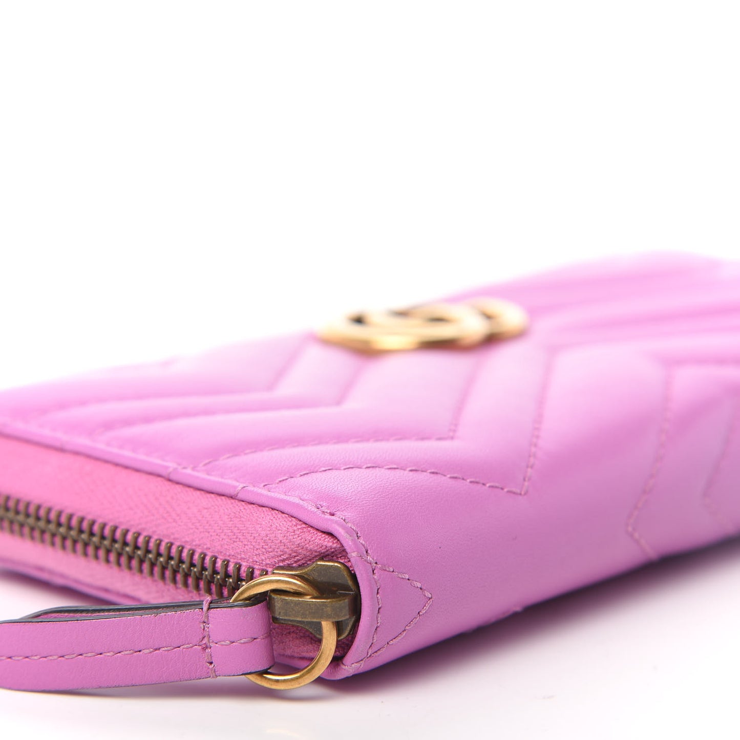 Calfskin Matelasse GG Marmont Zip Around Wallet Candy Mousse