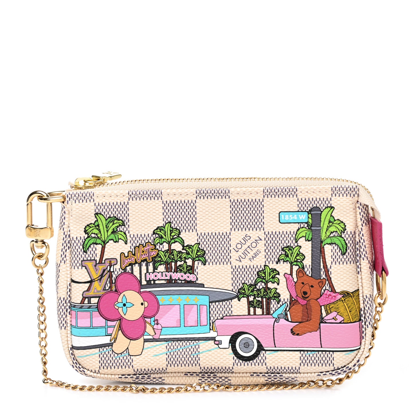 Damier Azur 2021 Christmas Animation Hollywood Mini Pochette Accessories Fuchsia