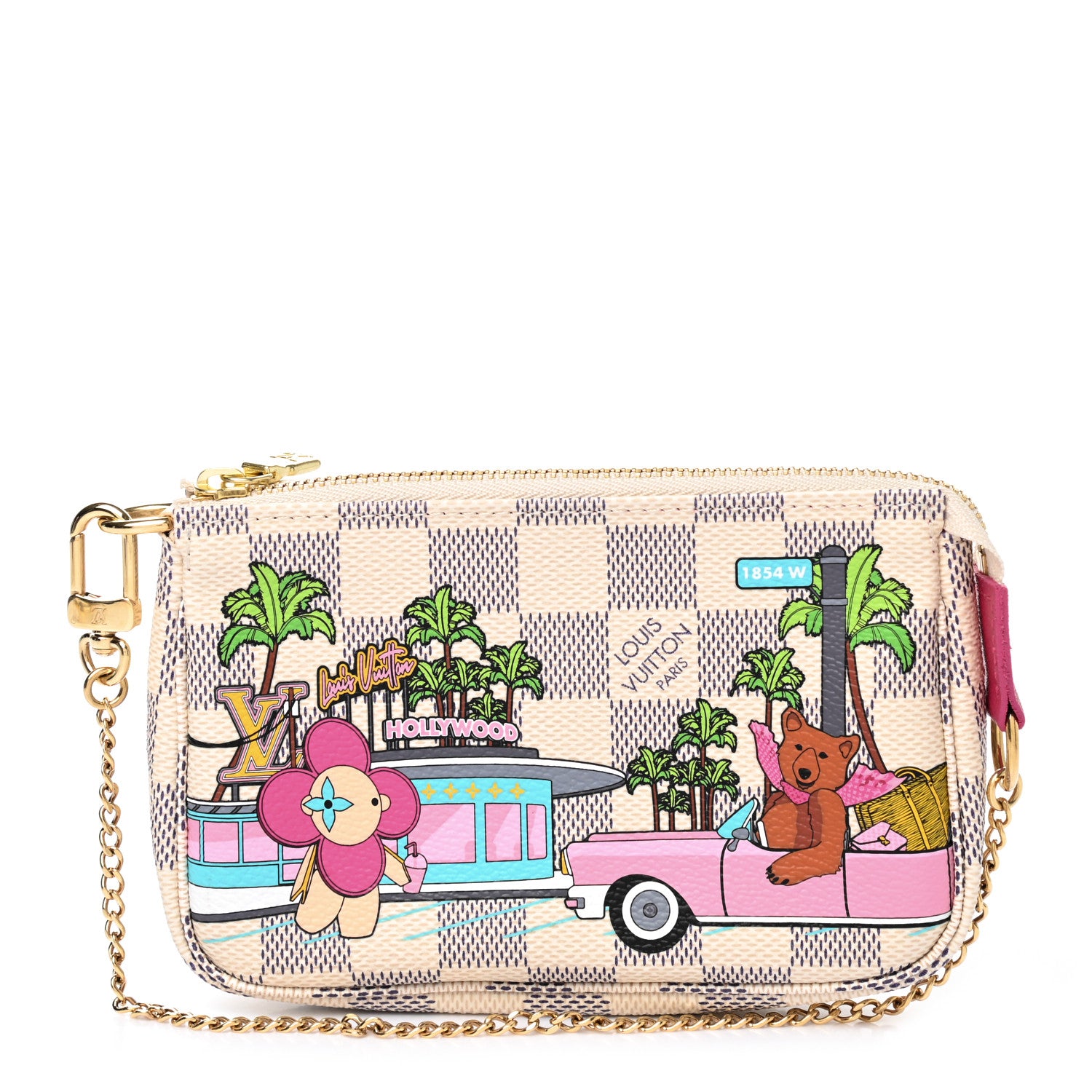 Louis Vuitton Damier Azur 2021 Christmas Animation Hollywood Mini Pochette Accessories Fuchsia 1 of 7