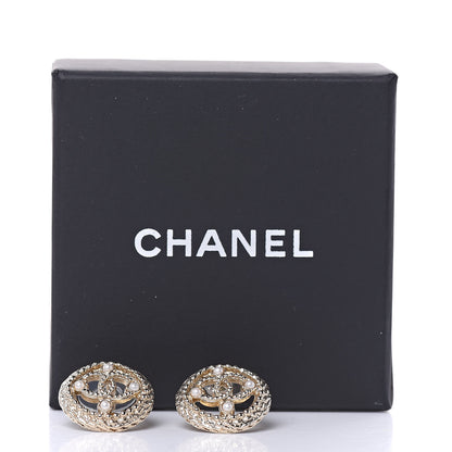 Chanel Pearl CC Round Rope Earrings Gold 5 of 5