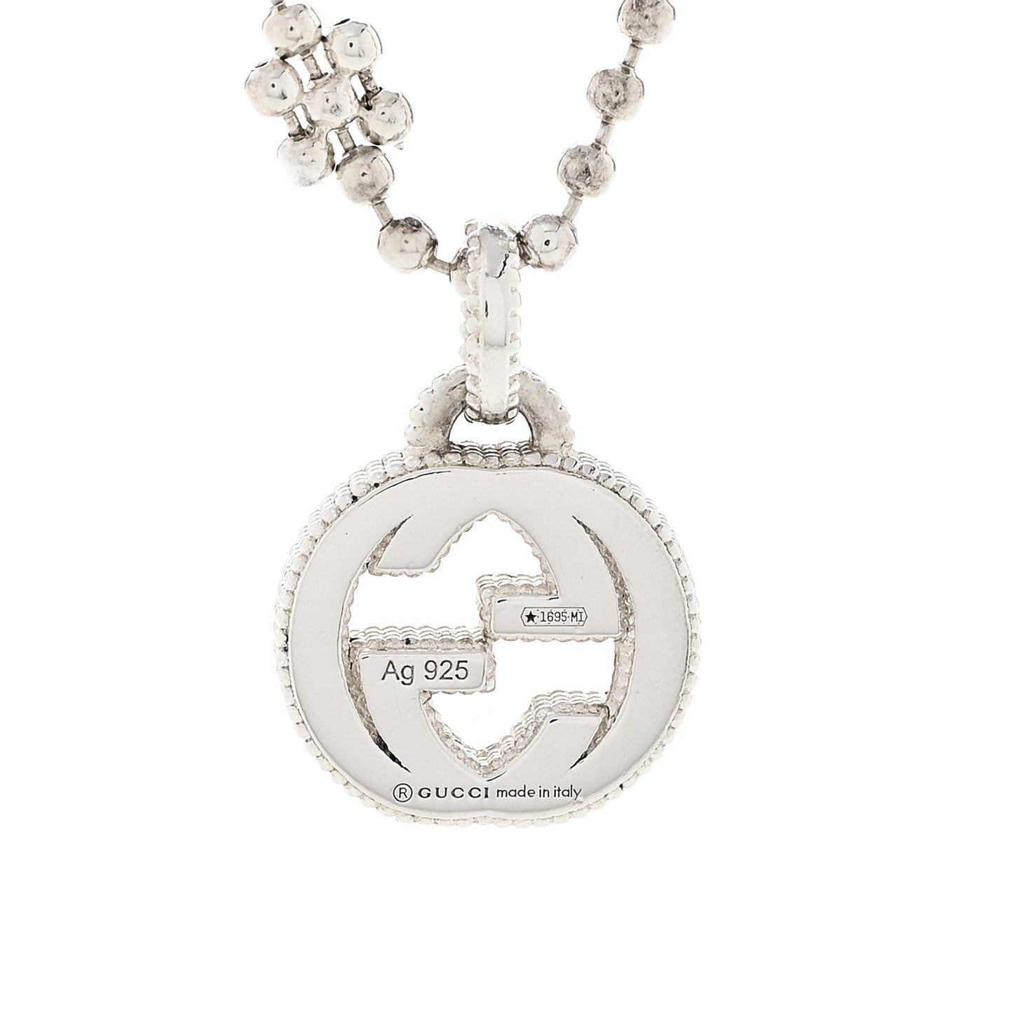 Sterling Silver Interlocking GG Pendant Beaded Necklace