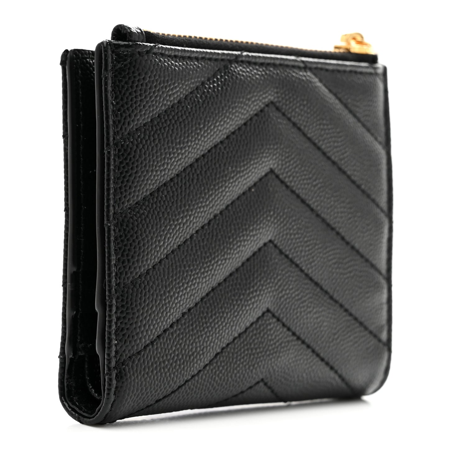 Grain De Poudre Matelasse Chevron Monogram Zipped Card Case Black