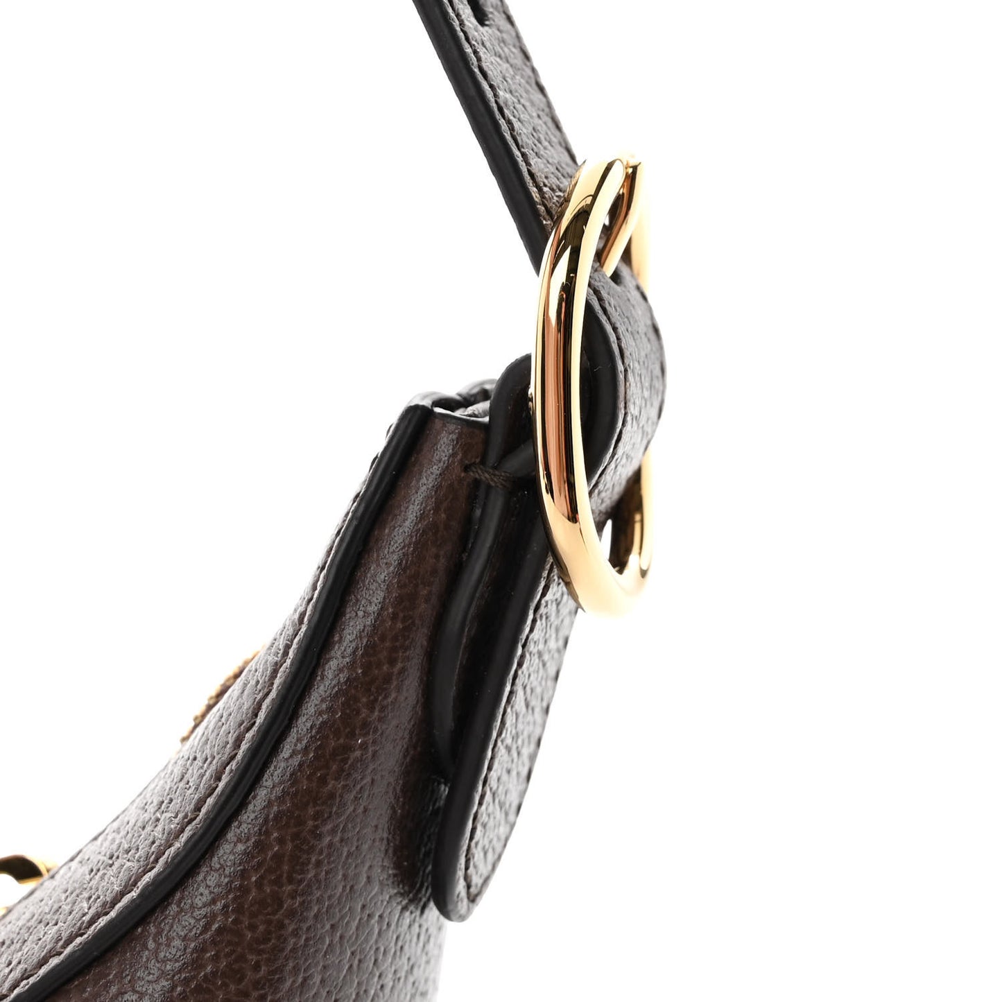 GG Supreme Monogram Textured Calfskin Web Mini Ophidia Half Moon Hobo Beige Ebony New Acero