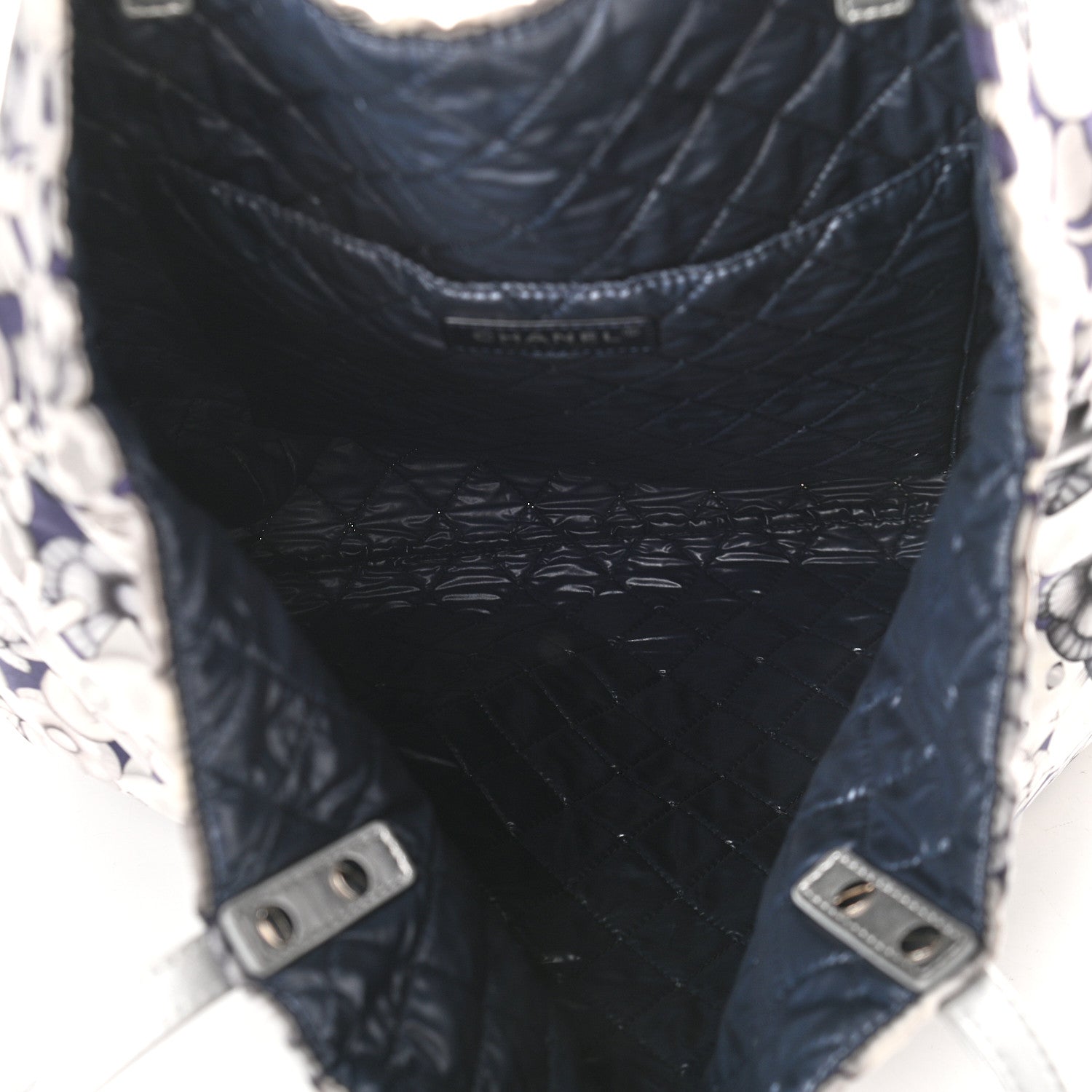 Chanel Nylon Cat Emoticon Tote Navy Silver 5 of 9