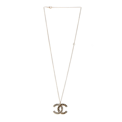 Chanel Baguette Crystal Quilted CC Pendant Necklace Gold 3 of 6