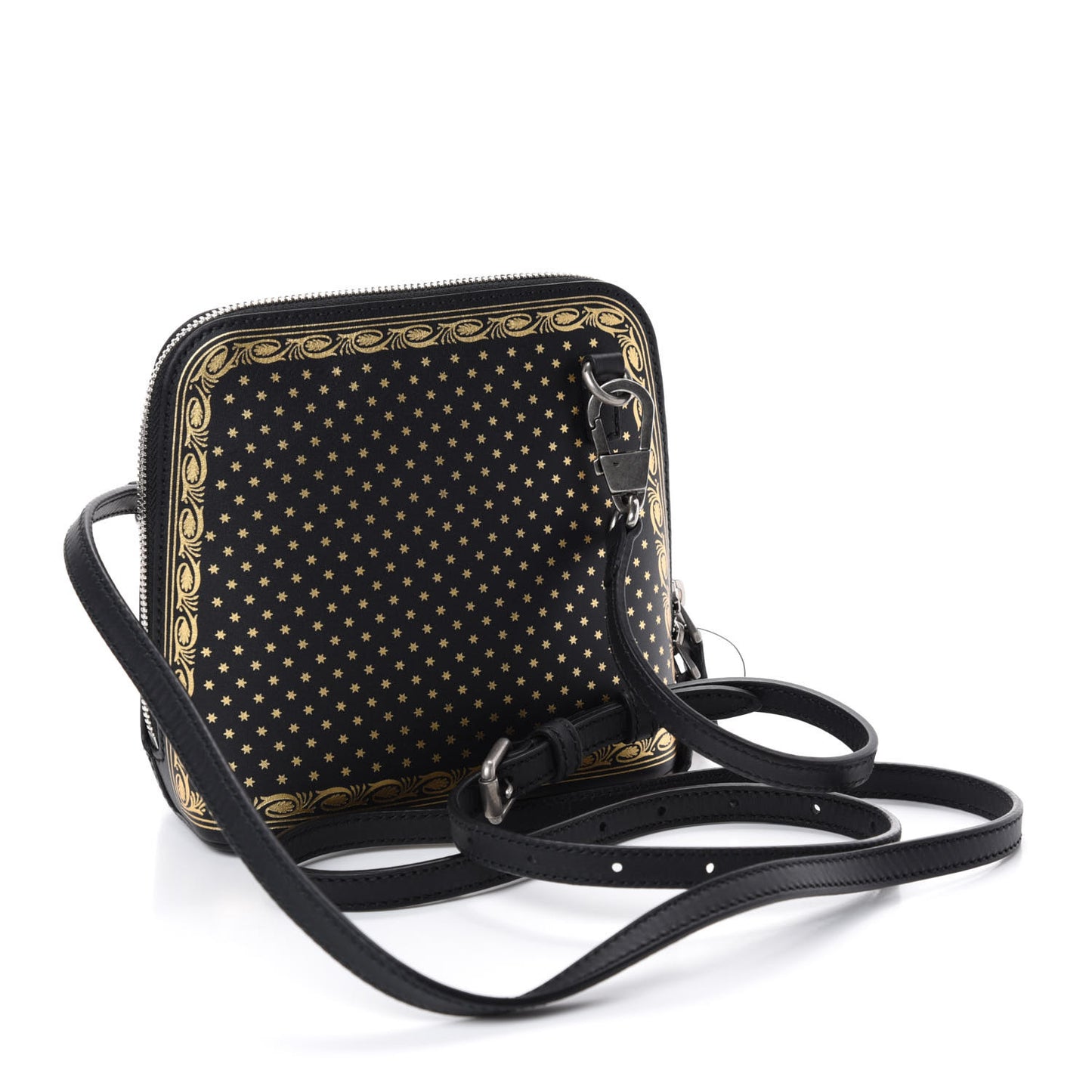 X SEGA Calfskin GUCCY Stars Mini Dome Shoulder Bag Black Gold