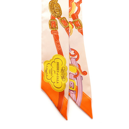 Hermes Silk Brides De Gala Twilly Creme Orange Jaune Vif 4 of 5