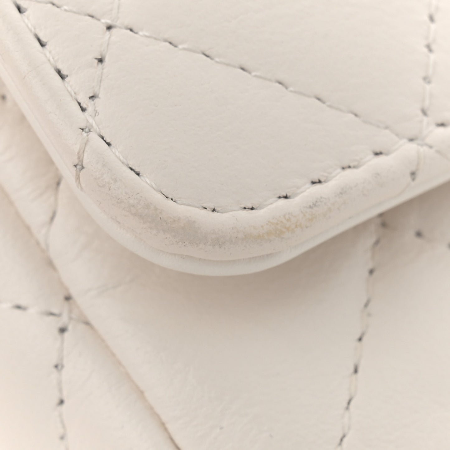 Lambskin Quilted Chanel 19 Flap Phone Holder With Chain White
