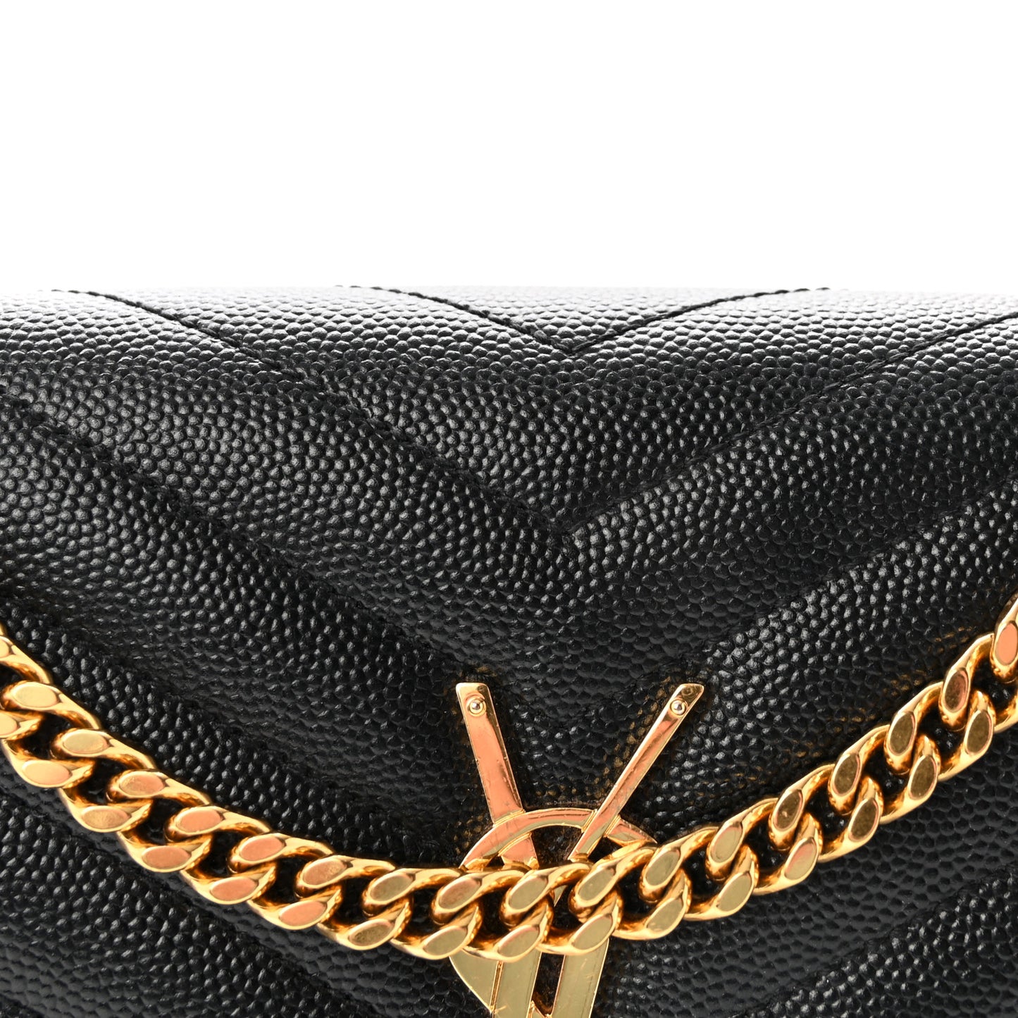 Grain De Poudre Matelasse Chevron Monogram Chain Wallet Black