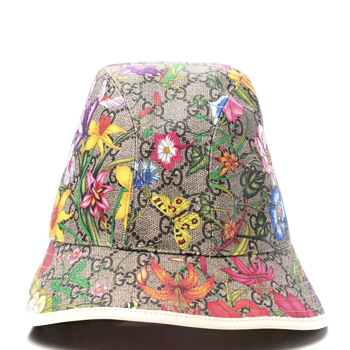 GG Supreme Monogram Flora Fedora Hat M White