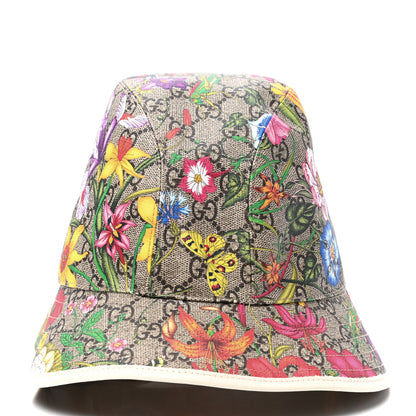 Gucci GG Supreme Monogram Flora Fedora Hat M White 4 of 7