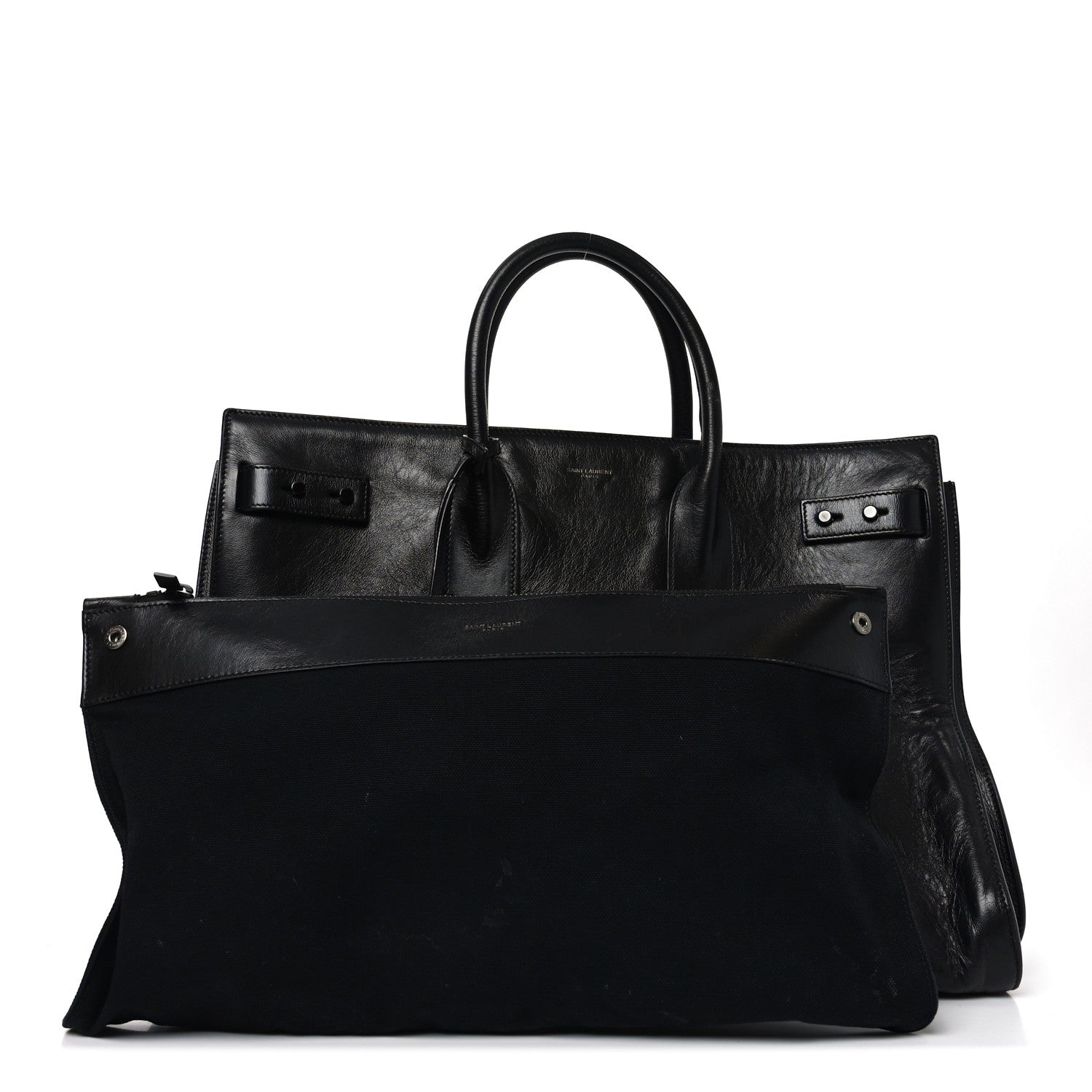 Saint Laurent Textured Patent Large Souple Sac De Jour Black 2 of 11