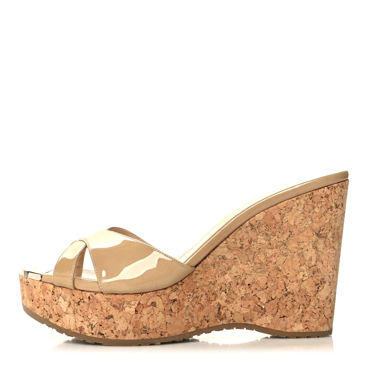 Jimmy Choo Patent Wedge Sandals 38 Nude 1 of 7