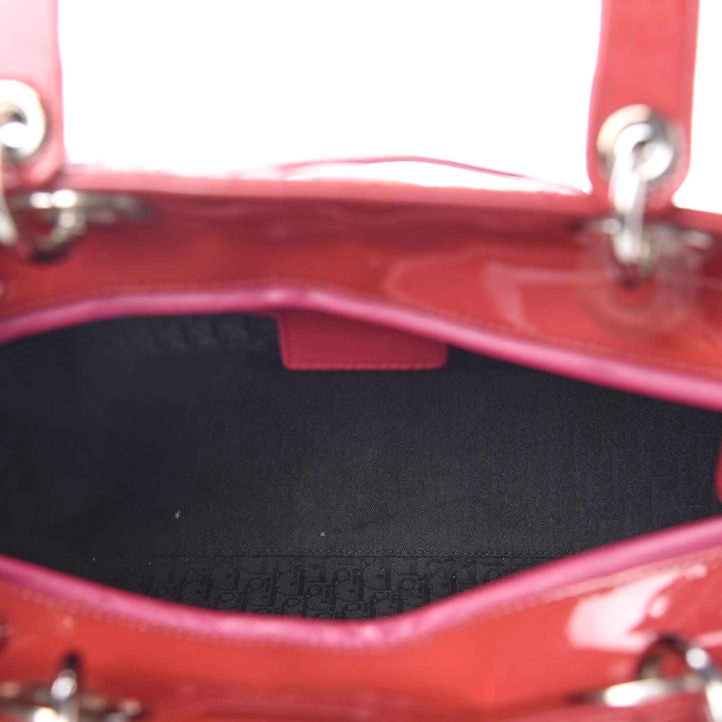 Patent Cannage Large Lady Dior Red