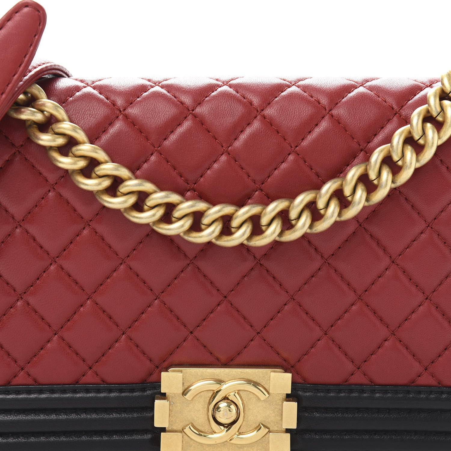 Chanel Lambskin Quilted Medium Boy Flap Red Black 12 of 12