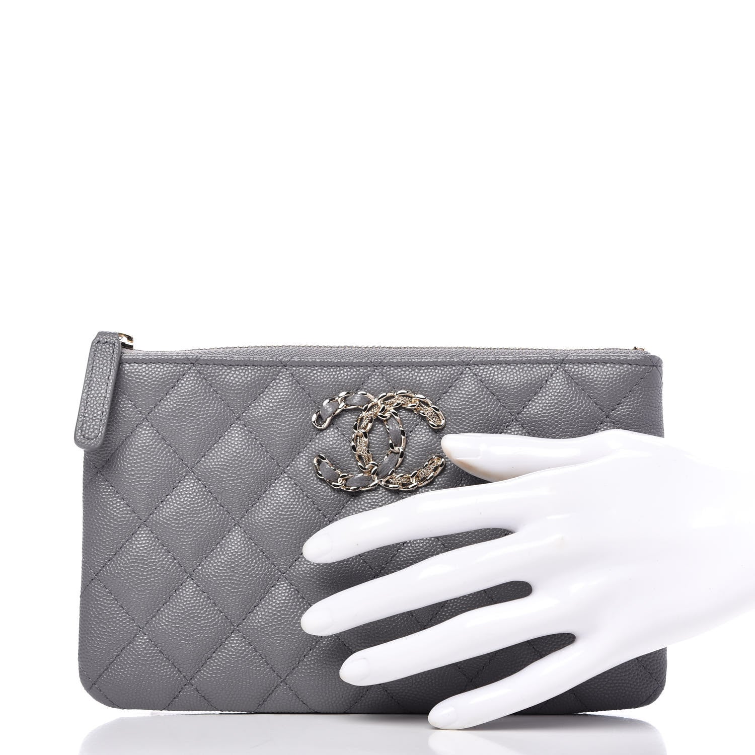 Chanel Caviar Quilted French New Wave Small CC Pouch Grey 2 of 11
