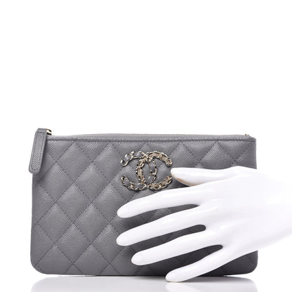 Chanel Caviar Quilted French New Wave Small CC Pouch Grey 2 of 11