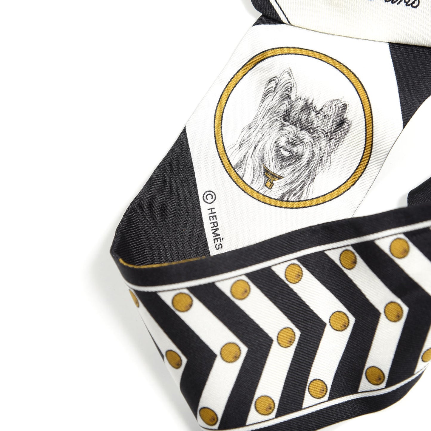 Silk Colliers Et Chiens Twilly Black Gold White