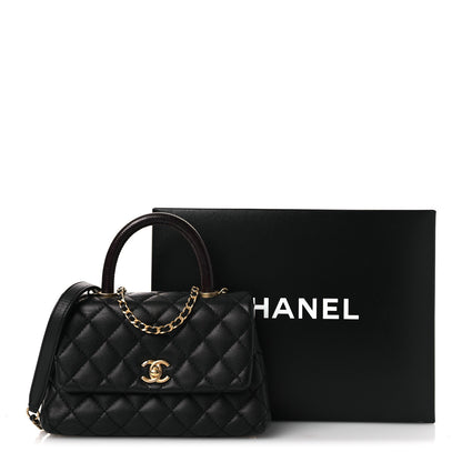 Chanel Caviar Lizard Embossed Quilted Mini Coco Handle Flap Black 14 of 14
