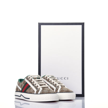 Gucci GG Monogram Web Womens 1977 Tennis Sneakers 35.5 Beige Ebony Mystic White 8 of 8