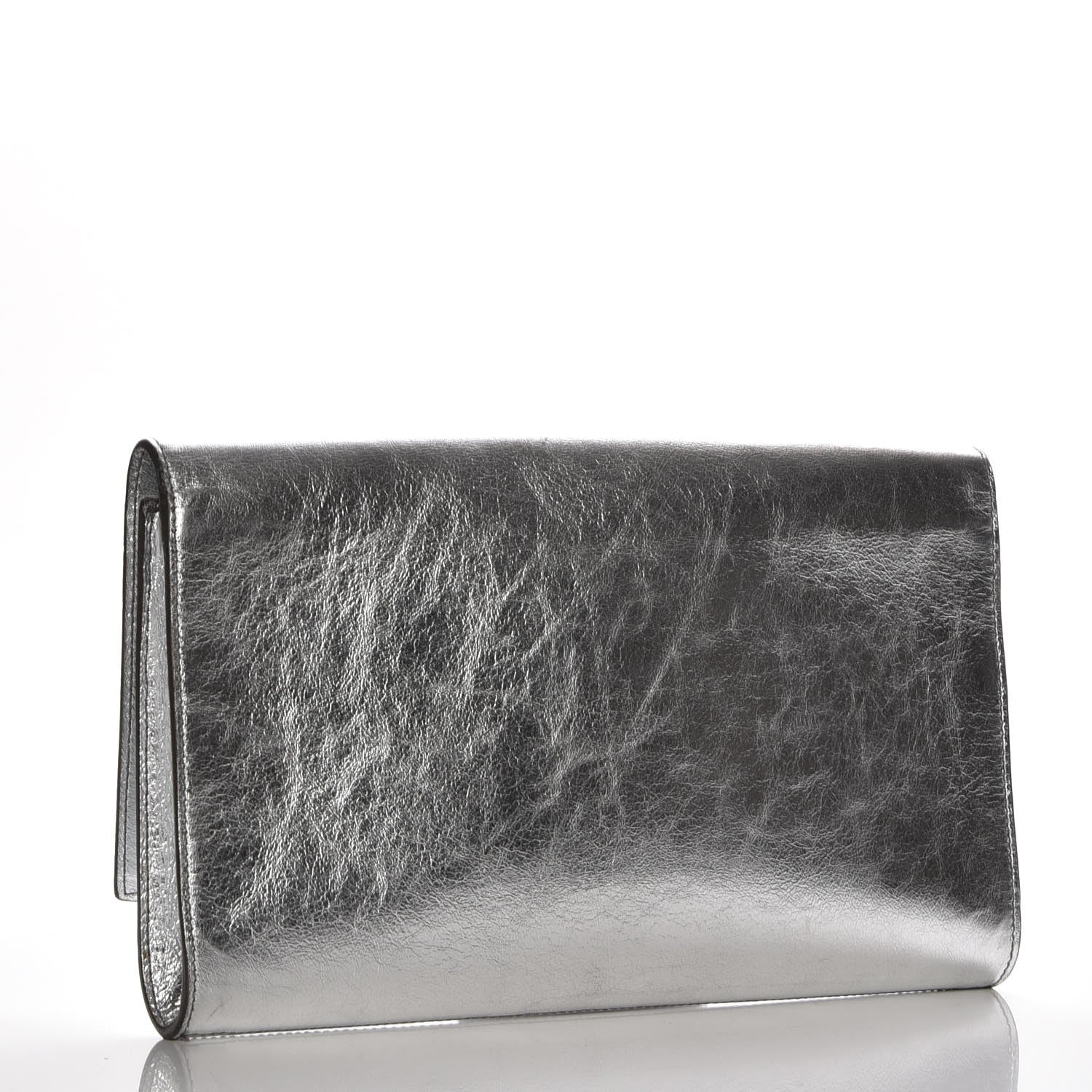Saint Laurent Metallic Calfskin Monogram Large Belle De Jour Clutch Silver 3 of 10