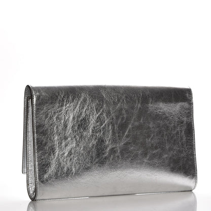 Saint Laurent Metallic Calfskin Monogram Large Belle De Jour Clutch Silver 3 of 10