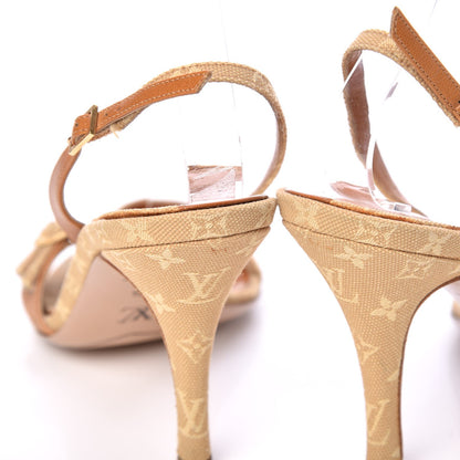 Louis Vuitton Mini Lin Slingback Sandals 37.5 Camel 13 of 16