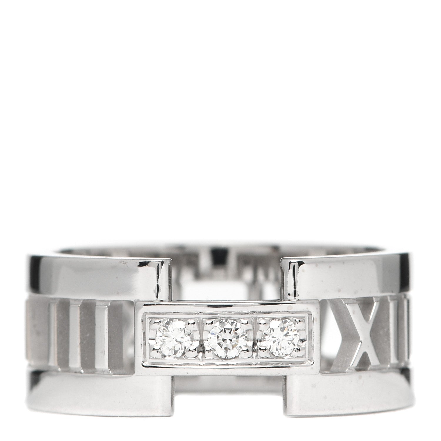 Tiffany 18K White Gold Diamond Open Atlas Ring 57 8 1 of 4