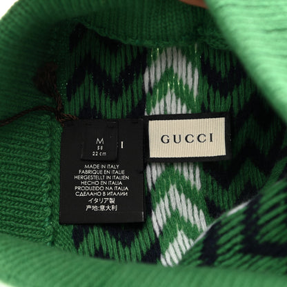 Gucci Wool Tricot Zaggede Beanie Hat M Grass Green Blue 4 of 6