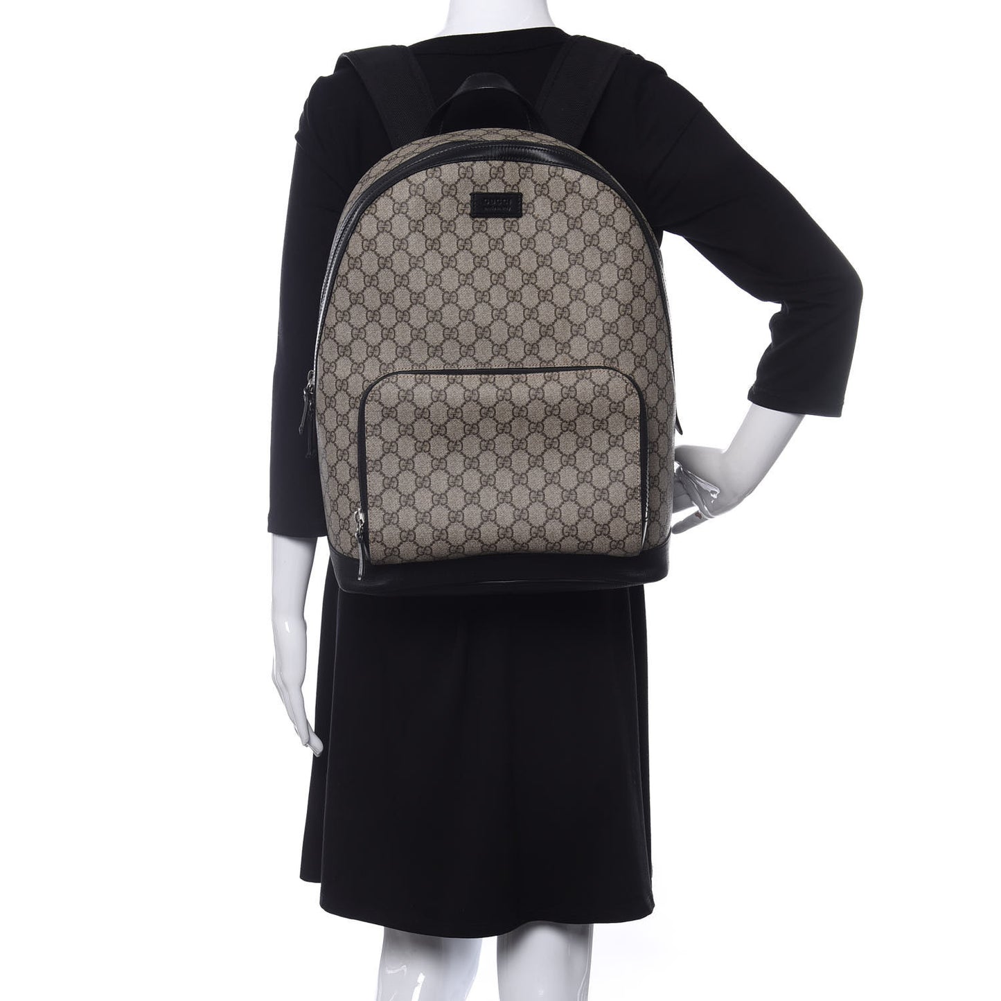 GG Supreme Monogram Medium Backpack Black