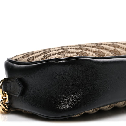 Gucci Monogram Matelasse Diagonal Small GG Marmont Chain Shoulder Bag Beige Black 9 of 11