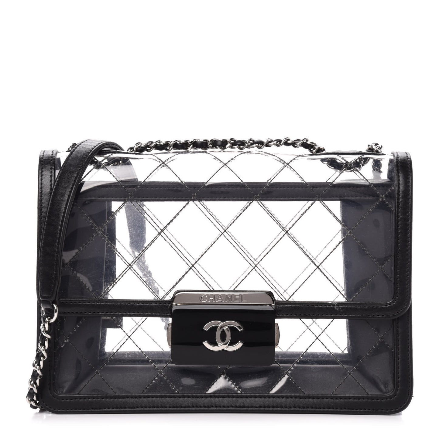 PVC Lambskin Quilted Beauty Lock Flap Black
