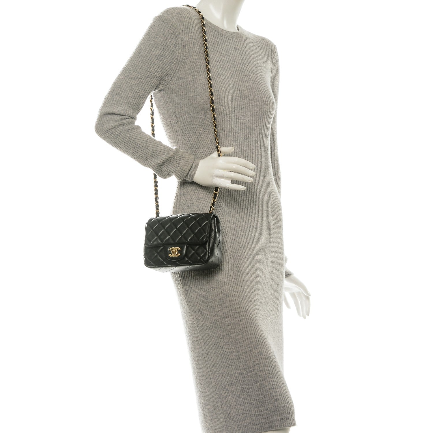 Chanel Lambskin Quilted Mini Square Flap Black 2 of 7