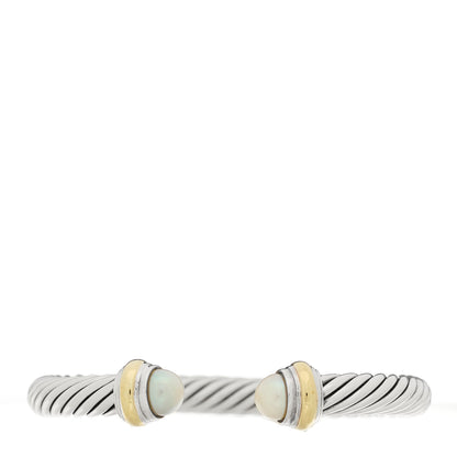 David Yurman Sterling Silver 14K Yellow Gold Pearl 7mm Cable Classics Bracelet 1 of 3